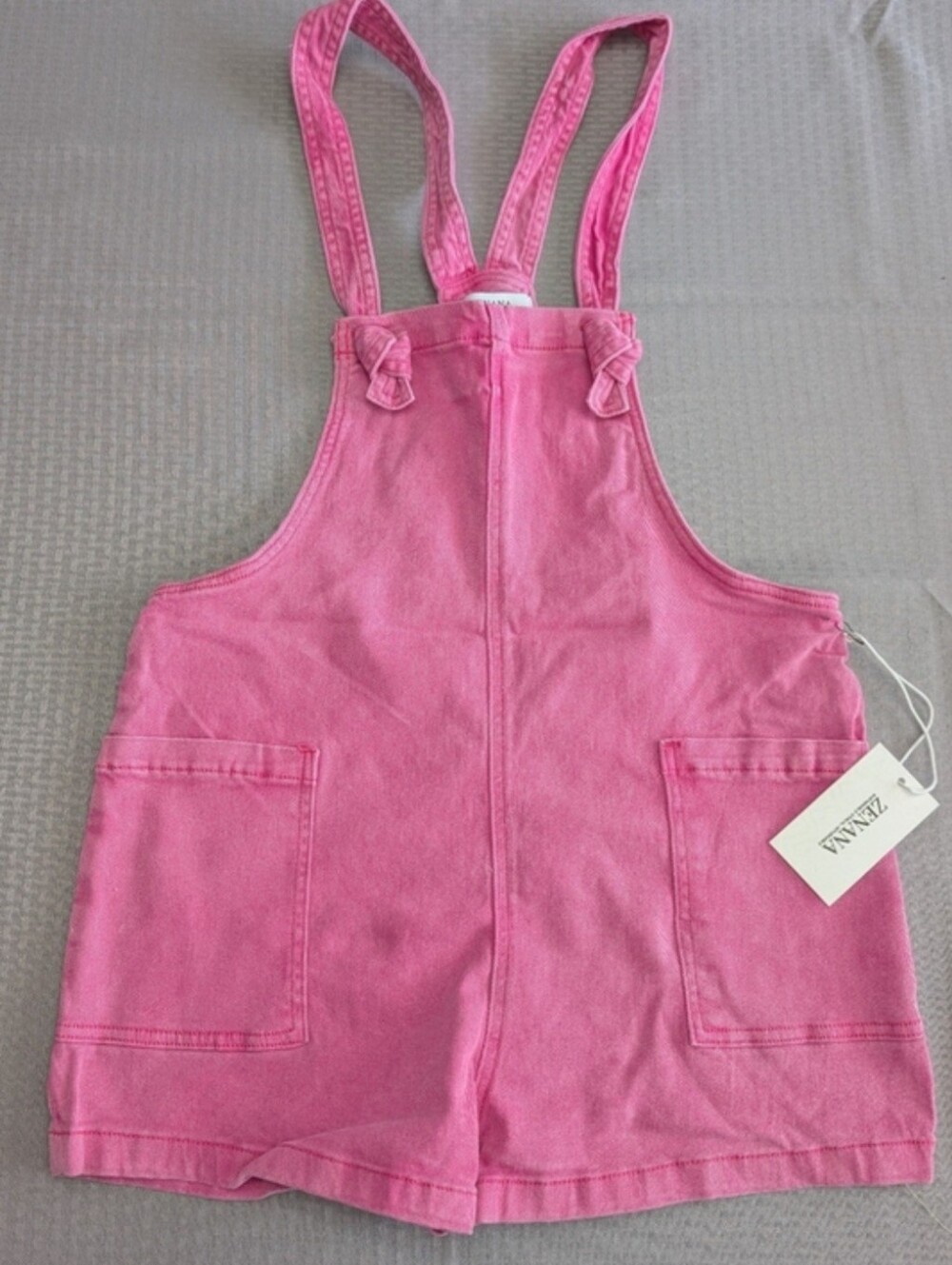 Zenana Mineral Wash Knot Strap Hot Pink Romper Summer Jumpsuit S, M  NWT - Picture 8 of 8